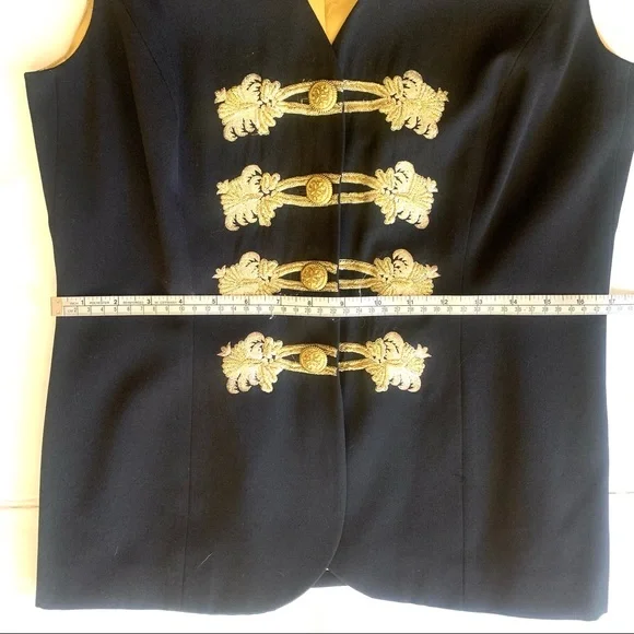 Vintage Escada Laurel Military Vest with gold embellishment embroidered - Picture 6 of 9